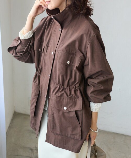 RIVE DROITE(リヴドロワ)の「【セットアップ対応可】スタンドワークジャケット(ブルゾン・レディース・ブラウン/カーキ・FREE)」の1枚目の写真