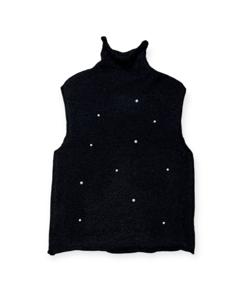 BORN SLIPPY(ボーンスリッピー)の「Snow Pearl Stud High-Neck Knit Vest (Black)(ベスト・レディース・その他・FREE)」の3枚目の写真