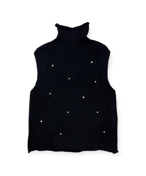 BORN SLIPPY(ボーンスリッピー)の「Snow Pearl Stud High-Neck Knit Vest (Black)(ベスト・レディース・その他・FREE)」の4枚目の写真
