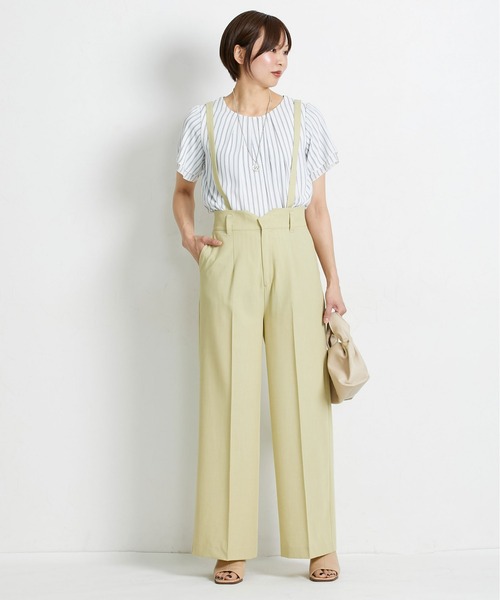 slattgir(スラットジール)の「高身長 【スラモコラボ企画】サスペンダー付ハイウエストワイドパンツ(トールサイズ)(その他パンツ・レディース・ブラック/イエロー系その他・TM/TLL/TL/T3L)」の9枚目の写真