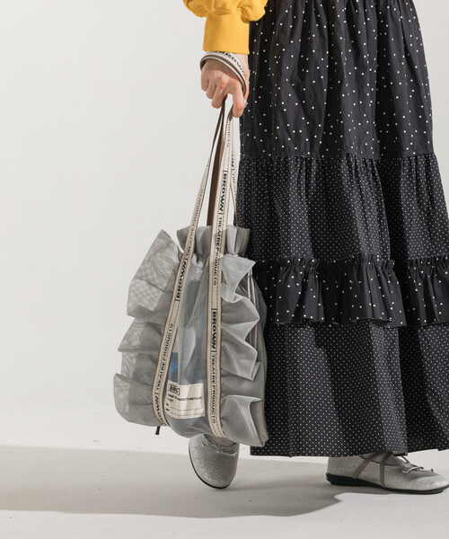 FREAK'S STORE（フリークスストア）の「BROWN THEATRE PRODUCTS × FREAK'S STORE/ブラウン シアタープロダクツ 別注 メッシュフリルシューズバッグ/シアー トートバッグ（トートバッグ・レディース・ナチュラル/グレー/ブルー/ブラック/レッド・ONE SIZE）」の8枚目の写真
