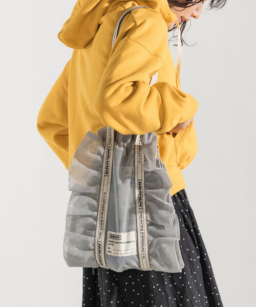 FREAK'S STORE（フリークスストア）の「BROWN THEATRE PRODUCTS × FREAK'S STORE/ブラウン シアタープロダクツ 別注 メッシュフリルシューズバッグ/シアー トートバッグ（トートバッグ・レディース・ナチュラル/グレー/ブルー/ブラック/レッド・ONE SIZE）」の9枚目の写真