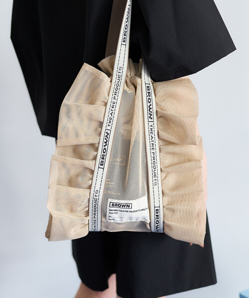 FREAK'S STORE（フリークスストア）の「BROWN THEATRE PRODUCTS × FREAK'S STORE/ブラウン シアタープロダクツ 別注 メッシュフリルシューズバッグ/シアー トートバッグ（トートバッグ・レディース・ナチュラル/グレー/ブルー/ブラック/レッド・ONE SIZE）」の19枚目の写真