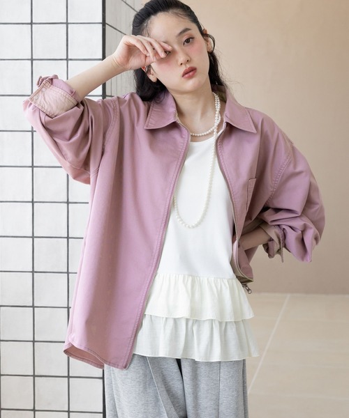 RAGEBLUE（レイジブルー）の「Wジップ/デニムルーズシャツ（シャツ/ブラウス・レディース・ブラック/ホワイト/ピンク・FREE）」の3枚目の写真