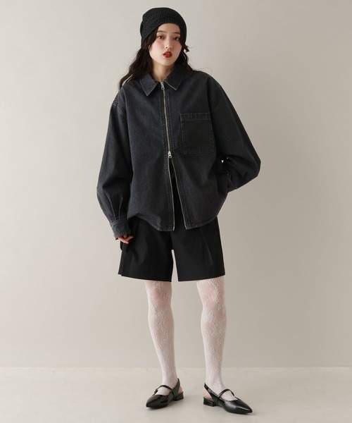 RAGEBLUE（レイジブルー）の「Wジップ/デニムルーズシャツ（シャツ/ブラウス・レディース・ブラック/ホワイト/ピンク・FREE）」の18枚目の写真