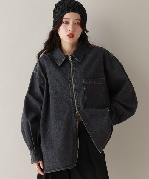 RAGEBLUE（レイジブルー）の「Wジップ/デニムルーズシャツ（シャツ/ブラウス・レディース・ブラック/ホワイト/ピンク・FREE）」の20枚目の写真