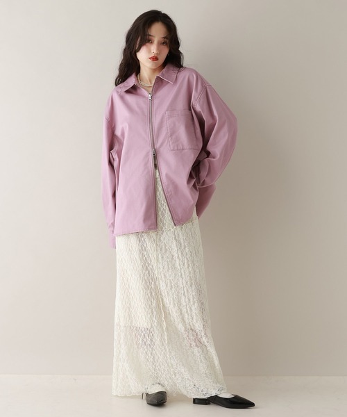 RAGEBLUE（レイジブルー）の「Wジップ/デニムルーズシャツ（シャツ/ブラウス・レディース・ブラック/ホワイト/ピンク・FREE）」の22枚目の写真