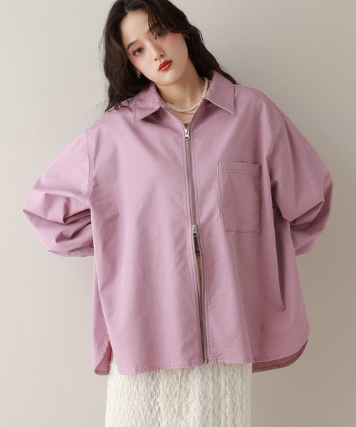 RAGEBLUE（レイジブルー）の「Wジップ/デニムルーズシャツ（シャツ/ブラウス・レディース・ブラック/ホワイト/ピンク・FREE）」の12枚目の写真