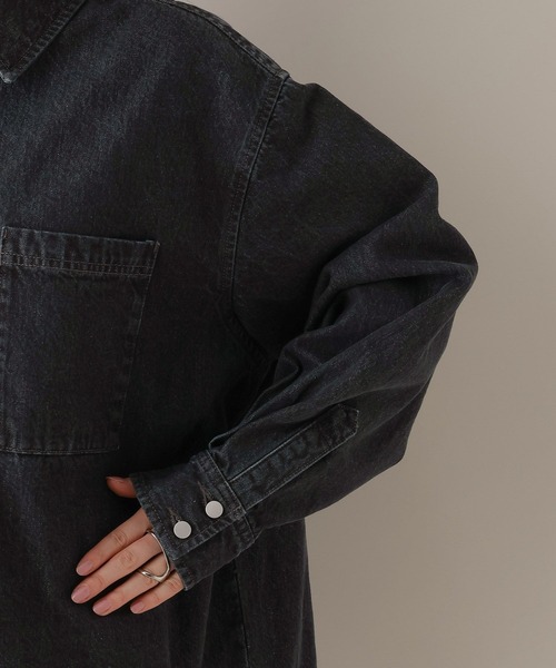 RAGEBLUE（レイジブルー）の「Wジップ/デニムルーズシャツ（シャツ/ブラウス・レディース・ブラック/ホワイト/ピンク・FREE）」の9枚目の写真