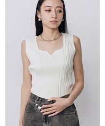 MURUA | スクエアキーネックリブニットタンク 夏服(タンクトップ)