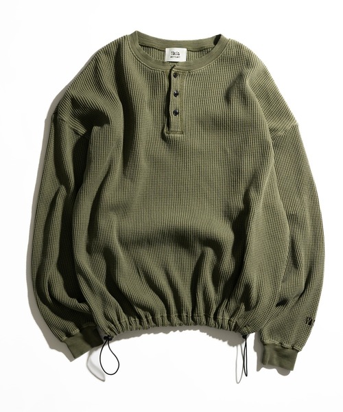 WETTEMPT（ウィテンプト）の「HENRY NECK PIGMENT WAFFLE LONG TEE / ヘンリーネックピグメントワッフルロンT（Tシャツ/カットソー・メンズ・グレー/チャコールグレー/ブラック/カーキ・SMALL/MEDIUM/LARGE）」の10枚目の写真