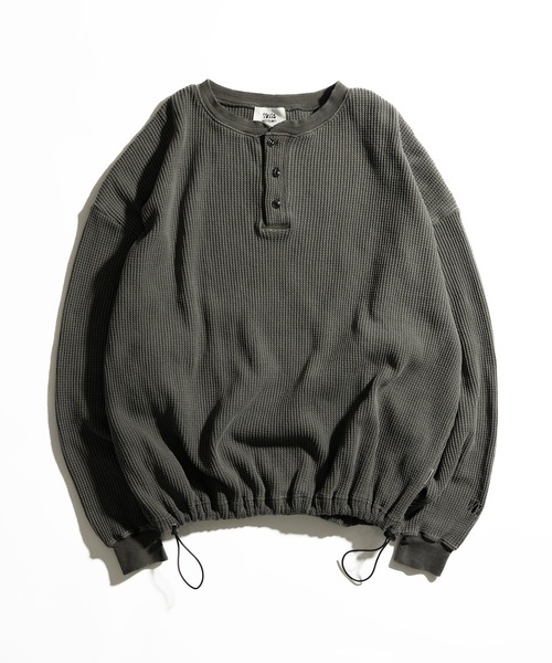 HENRY NECK PIGMENT WAFFLE LONG TEE / ヘンリーネックピグメント