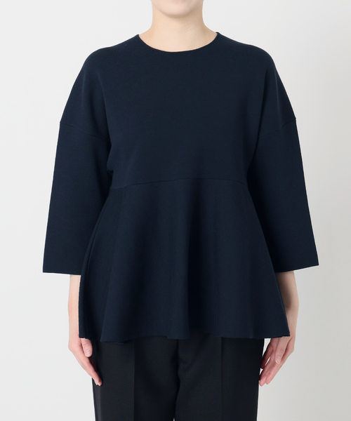 VERMEIL par iena（ヴェルメイユパーイエナ）の「ペプラムダンボールプルオーバー（ニット/セーター・レディース・ネイビー/ブラック・FREE）」の18枚目の写真