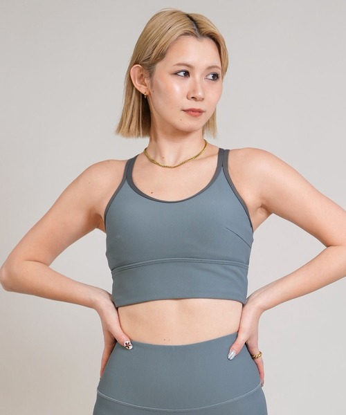 Ungrid（アングリッド）の「Ungrid/アングリッド ブラトップ リブ パイピング パット付き UVカット 水陸両用 セットアップ対応 560401 UT（タンクトップ・レディース・ブラック/ブルー・M/L）」の2枚目の写真