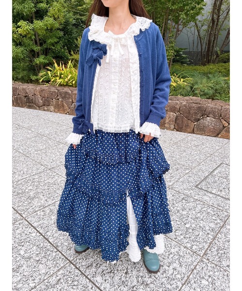 PINK HOUSE（ピンクハウス）の「フリル使いロングスカート（スカート・レディース・ブラック系/レッド系/ネイビー系/ピンク系・フリー）」の5枚目の写真