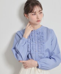 couture brooch | 【通勤・着映え】ストライプ フリルブラウス(シャツ/ブラウス)