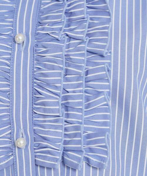 couture brooch（クチュールブローチ）の「【通勤・着映え】ストライプ フリルブラウス（シャツ/ブラウス・レディース・ブルー系2/ネイビー系2・36/38/40/42）」の15枚目の写真