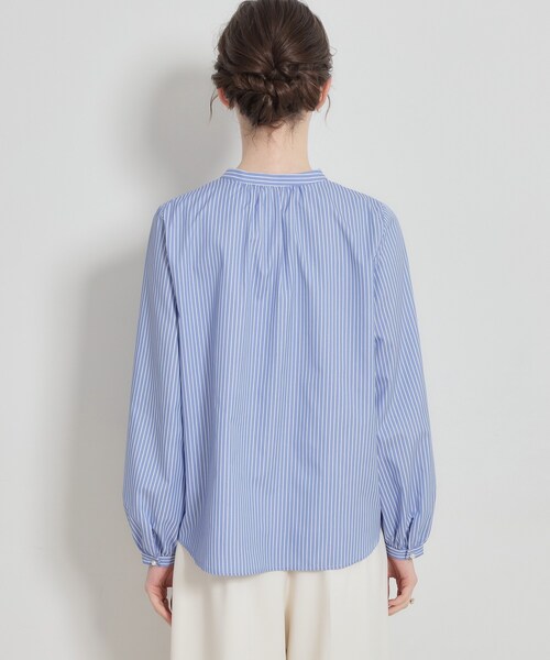 couture brooch（クチュールブローチ）の「【通勤・着映え】ストライプ フリルブラウス（シャツ/ブラウス・レディース・ブルー系2/ネイビー系2・36/38/40/42）」の19枚目の写真