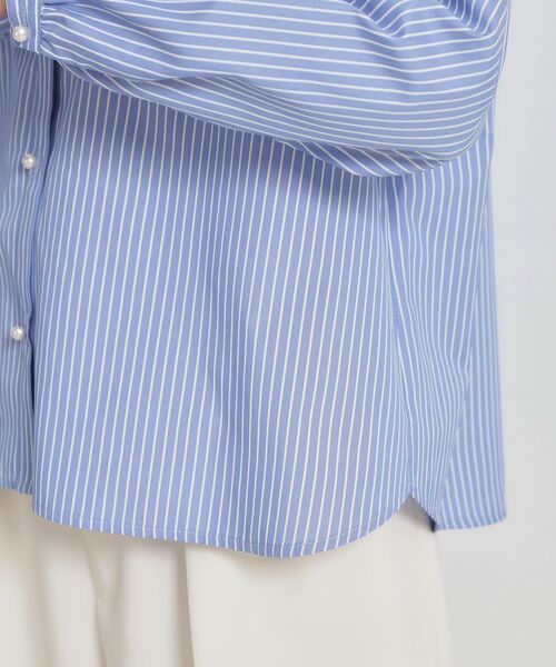 couture brooch（クチュールブローチ）の「【通勤・着映え】ストライプ フリルブラウス（シャツ/ブラウス・レディース・ブルー系2/ネイビー系2・36/38/40/42）」の22枚目の写真