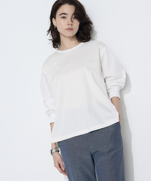 COMME CA（コムサ）の「〔 TALLサイズ 〕 TCポンチ 異素材プルオーバー（Tシャツ/カットソー・レディース・サックスブルー/グレー/ホワイト・15号/13号）」の2枚目の写真
