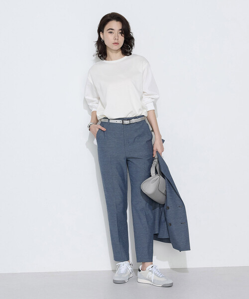 COMME CA（コムサ）の「〔 TALLサイズ 〕 TCポンチ 異素材プルオーバー（Tシャツ/カットソー・レディース・サックスブルー/グレー/ホワイト・15号/13号）」の5枚目の写真