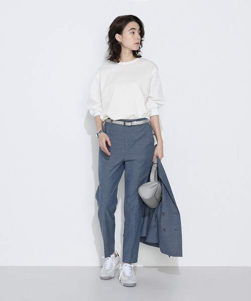 COMME CA（コムサ）の「〔 TALLサイズ 〕 TCポンチ 異素材プルオーバー（Tシャツ/カットソー・レディース・サックスブルー/グレー/ホワイト・15号/13号）」の6枚目の写真
