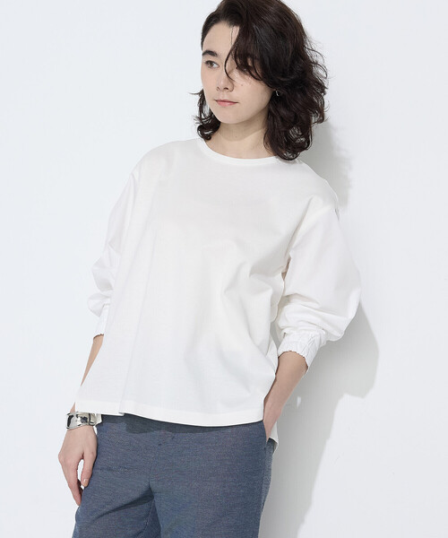 COMME CA（コムサ）の「〔 TALLサイズ 〕 TCポンチ 異素材プルオーバー（Tシャツ/カットソー・レディース・サックスブルー/グレー/ホワイト・15号/13号）」の7枚目の写真