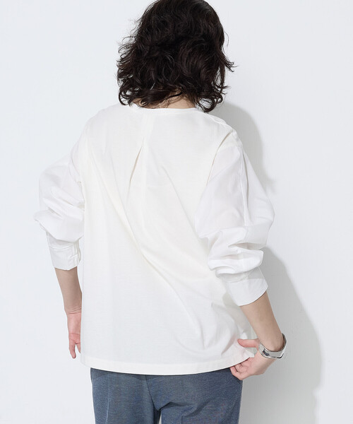 COMME CA（コムサ）の「〔 TALLサイズ 〕 TCポンチ 異素材プルオーバー（Tシャツ/カットソー・レディース・サックスブルー/グレー/ホワイト・15号/13号）」の8枚目の写真