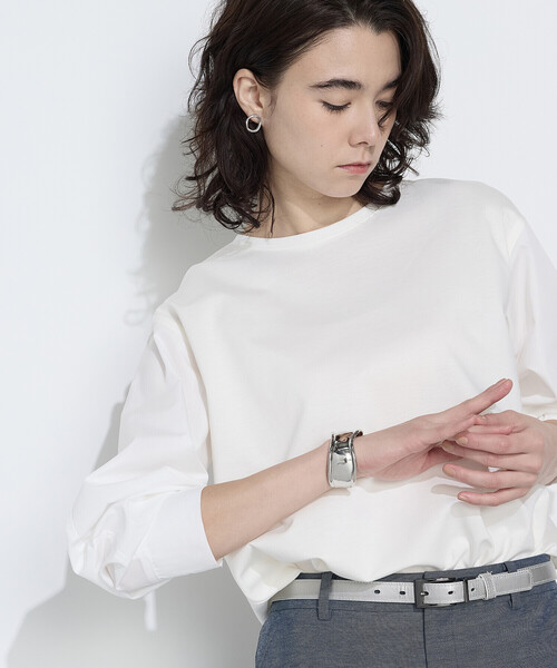 COMME CA（コムサ）の「〔 TALLサイズ 〕 TCポンチ 異素材プルオーバー（Tシャツ/カットソー・レディース・サックスブルー/グレー/ホワイト・15号/13号）」の10枚目の写真