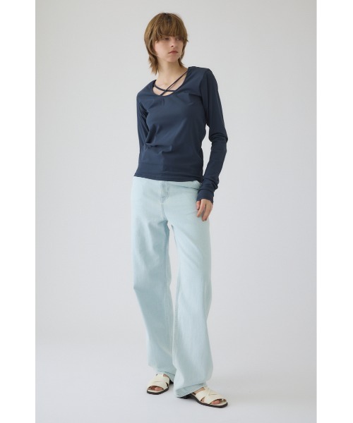 RIM.ARK(リムアーク)の「Cross strap skin tops クロス ストラップ スキン トップス(Tシャツ/カットソー・レディース・グレー/ライトグレー/ブラック・FREE)」の11枚目の写真