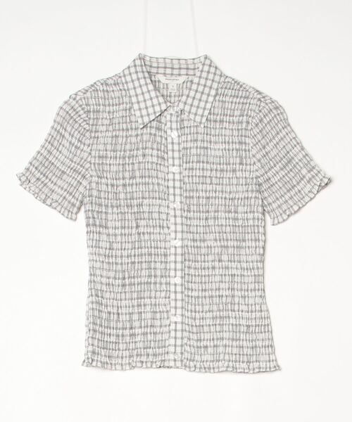 BANANA REPUBLIC FACTORY STORE(バナナリパブリック ファクトリーストア)の「BANANA REPUBLIC FACTORY STORE シアサッカー スモッキング シャツ(シャツ/ブラウス・レディース・グリーン/ホワイト×ブラック・XS/S/M/L)」の6枚目の写真