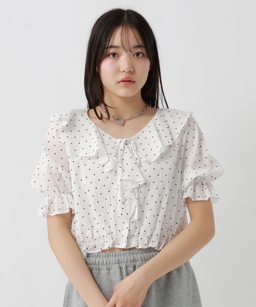 repipi armario(レピピ アルマリオ)の「ラッフルリボンブラウス(シャツ/ブラウス・キッズ・オフホワイト/ブラック/その他・SMALL/MEDIUM/LARGE)」の3枚目の写真