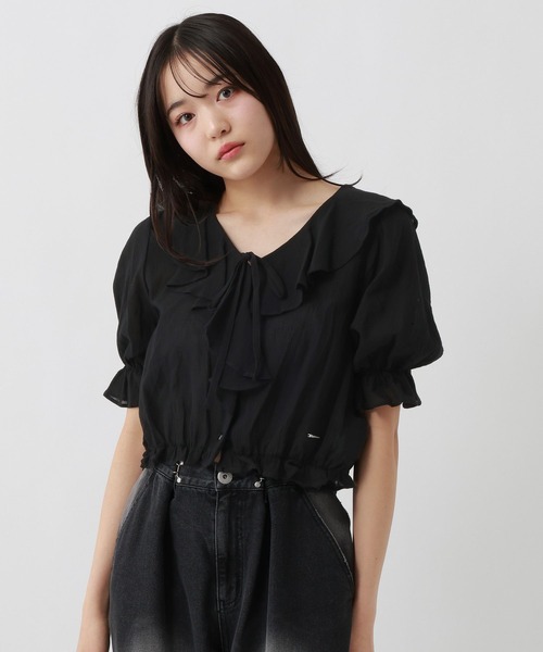 repipi armario(レピピ アルマリオ)の「ラッフルリボンブラウス(シャツ/ブラウス・キッズ・オフホワイト/ブラック/その他・SMALL/MEDIUM/LARGE)」の2枚目の写真
