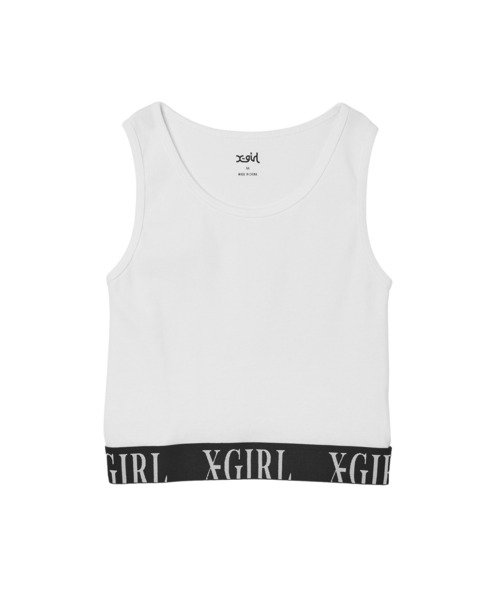 X-girl(エックスガール)の「LOGO JACQUARD HEM TANK TOP(タンクトップ・レディース・ブラック/ホワイト/ピンク・S/M)」の8枚目の写真