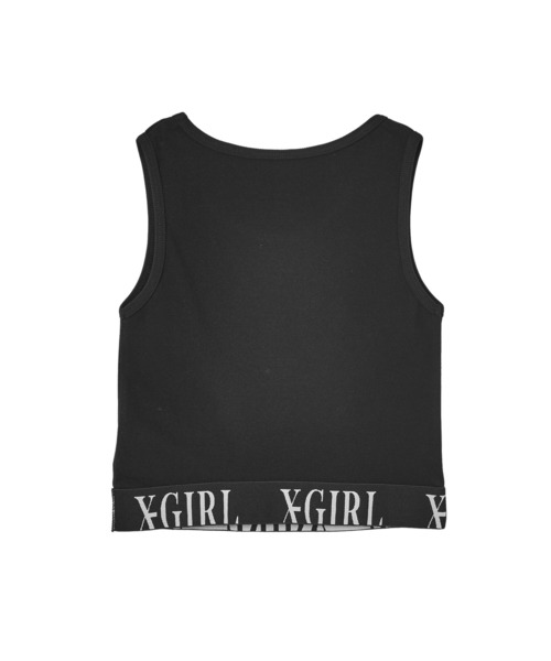 X-girl(エックスガール)の「LOGO JACQUARD HEM TANK TOP(タンクトップ・レディース・ブラック/ホワイト/ピンク・S/M)」の9枚目の写真