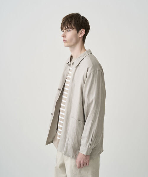 ORCIVAL（オーシバル）の「ORCIVAL | リネン カバーオールシャツ MEN（シャツ/ブラウス・メンズ・ライトグレー/ネイビー/チャコール・5/4）」の4枚目の写真