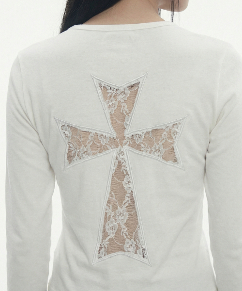 GRAVER（グレーバー）の「[ユニセックス]レースバッククロスUネックロングスリーブ_ホワイト（Tシャツ/カットソー・レディース・ホワイト・FREE）」の18枚目の写真