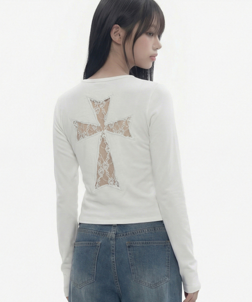 GRAVER（グレーバー）の「[ユニセックス]レースバッククロスUネックロングスリーブ_ホワイト（Tシャツ/カットソー・レディース・ホワイト・FREE）」の19枚目の写真