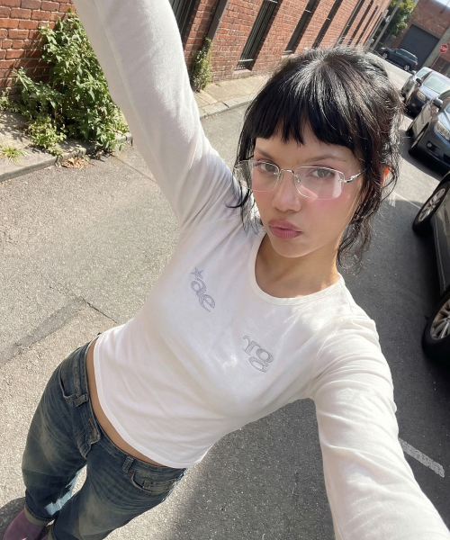 GRAVER（グレーバー）の「[ユニセックス]レースバッククロスUネックロングスリーブ_ホワイト（Tシャツ/カットソー・レディース・ホワイト・FREE）」の9枚目の写真
