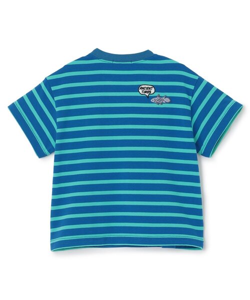 kladskap(クレードスコープ)の「太古の生きものボーダー半袖Tシャツ(Tシャツ/カットソー・キッズ・オフホワイト/ブルー/グレー・120cm/90cm/110cm/100cm/130cm)」の4枚目の写真