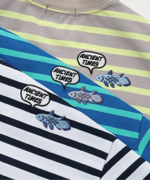 kladskap(クレードスコープ)の「太古の生きものボーダー半袖Tシャツ(Tシャツ/カットソー・キッズ・オフホワイト/ブルー/グレー・120cm/90cm/110cm/100cm/130cm)」の10枚目の写真