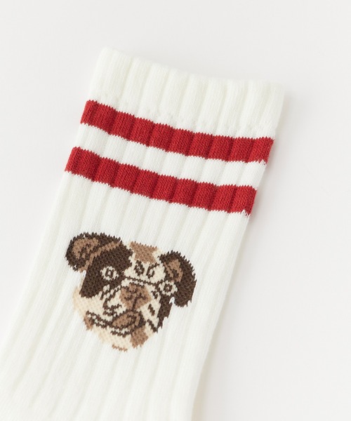 ROSTER SOX（ロスターソックス）の「ROSTER SOX/ロスターソックス DOG ラインデザイン ドッグフェイス クルーソックス 日本製 2026年 夏 夏服（ソックス/靴下・レディース・ホワイト/オレンジ・23-25cm）」の10枚目の写真