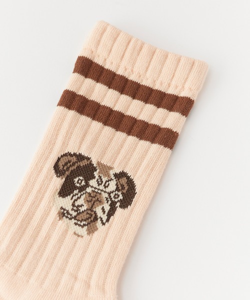 ROSTER SOX（ロスターソックス）の「ROSTER SOX/ロスターソックス DOG ラインデザイン ドッグフェイス クルーソックス 日本製 2026年 夏 夏服（ソックス/靴下・レディース・ホワイト/オレンジ・23-25cm）」の9枚目の写真
