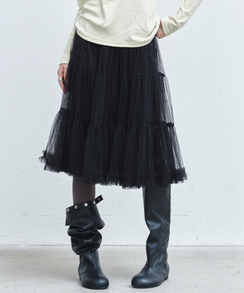 NICK&NICOLE(ニックアンドニコール)の「TULLE VOLUME SKIRT_BLACK(スカート・レディース・その他・FREE)」の4枚目の写真