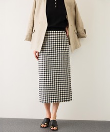 ROPE' | [美人スカート]リネン混ギンガムチェックポケット付きタイトスカート/26SS・イージーケア(スカート)