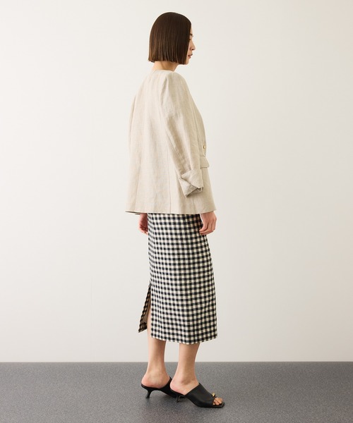 ROPE'（ロペ）の「[美人スカート]リネン混ギンガムチェックポケット付きタイトスカート/26SS・イージーケア（スカート・レディース・ブラック系その他・38/36）」の5枚目の写真