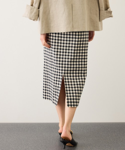 ROPE'（ロペ）の「[美人スカート]リネン混ギンガムチェックポケット付きタイトスカート/26SS・イージーケア（スカート・レディース・ブラック系その他・38/36）」の7枚目の写真