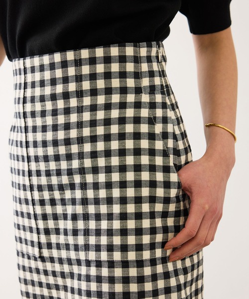 ROPE'（ロペ）の「[美人スカート]リネン混ギンガムチェックポケット付きタイトスカート/26SS・イージーケア（スカート・レディース・ブラック系その他・38/36）」の8枚目の写真