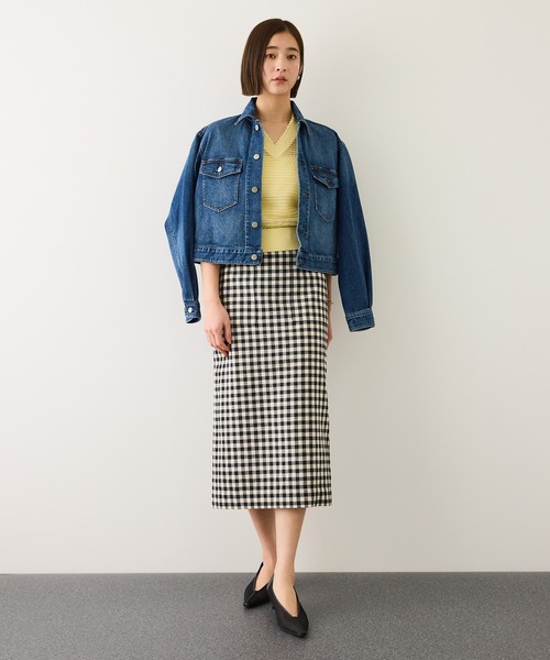 ROPE'（ロペ）の「[美人スカート]リネン混ギンガムチェックポケット付きタイトスカート/26SS・イージーケア（スカート・レディース・ブラック系その他・38/36）」の10枚目の写真