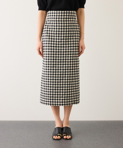ROPE'（ロペ）の「[美人スカート]リネン混ギンガムチェックポケット付きタイトスカート/26SS・イージーケア（スカート・レディース・ブラック系その他・38/36）」の12枚目の写真